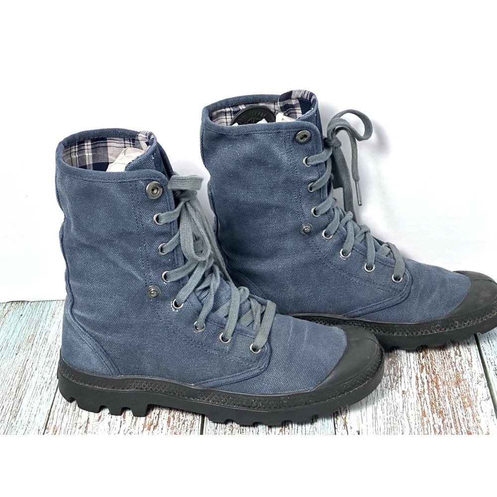 Palladium Boots Boys Men's Size 7 Blue Denim Canvas Distress Boot Style